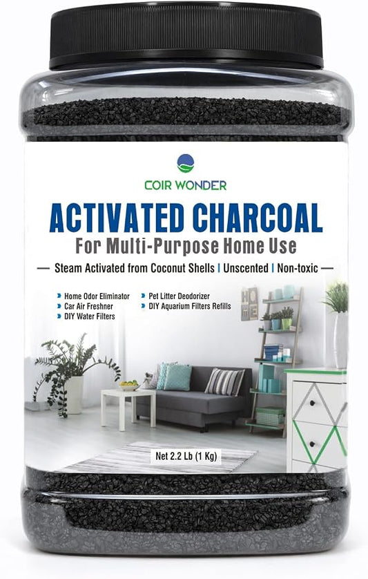Activated Charcoal Odor Absorber – 2.2 Lb – Coconut Shell Carbon Granules – by CoirWonder