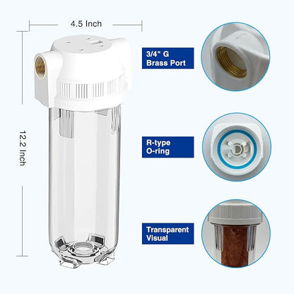 Whole House/RV Water Filter Housing Clear, Maple Syrup RO System, 3/4" NPT - Image 5