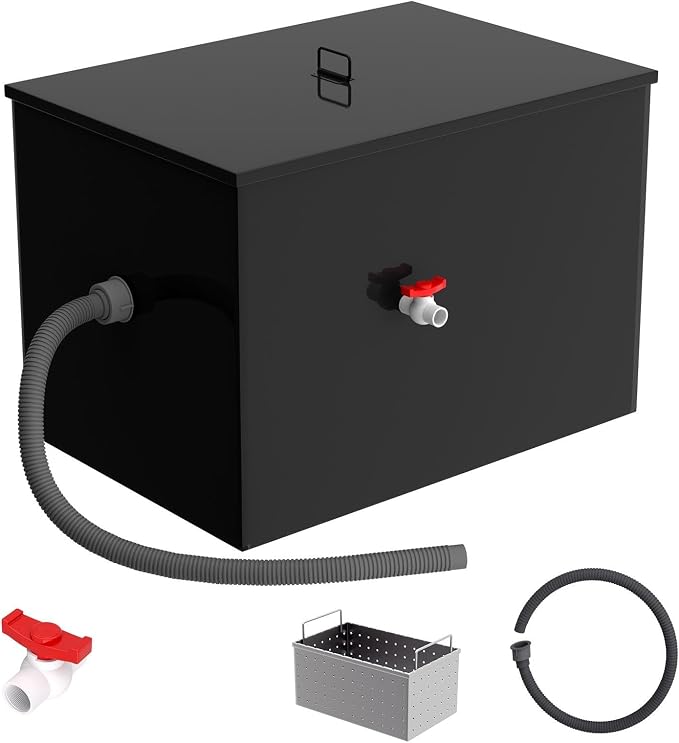 40 LBS Grease Trap Commercial Carbon Steel Grease Interceptor, 15 GPM Flow Rate by Unknown