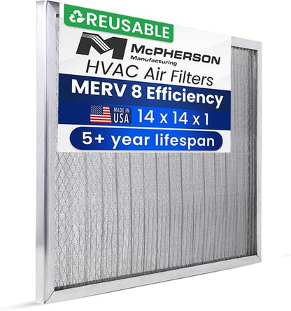 McPherson Reusable Air Filter 14x14x1 | Washable MERV 8 | Made in USA Metal by McPhersonManufacturing