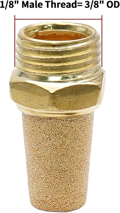 Zorfeter 10pcs Pneumatic Brass Exhaust Muffler Filter, 1/8" NPT Male Thread Hex - Image 2