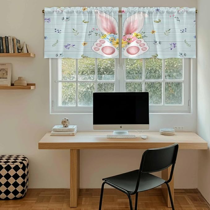 Easter Kitchen Tier Curtains 24 Inch Long 2 Panel Set, Rod Pocket Cafe Small - Image 6