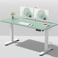 Veken 55 Inch Large Electric Standing Desk, 4 Memory Heights Adjustable,Sit to Stand Up, Work Home Office Computer Table for Study, Walking Pad, Writing, and Games, Wooden Desktop Desks, Green