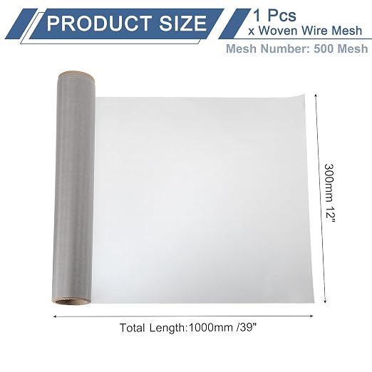 uxcell 500 Mesh 39" x 12" Woven Wire Mesh, 304 Stainless Steel Air Vent Filter - Image 2