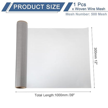 uxcell 500 Mesh 39" x 12" Woven Wire Mesh, 304 Stainless Steel Air Vent Filter - Image 2