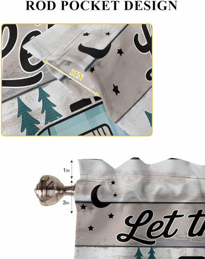 Farmhouse Bear Camper Van Tree Window Valance Curtains, Vintage Wood Grain - Image 7