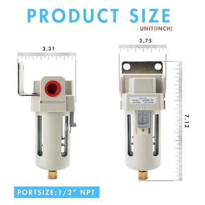1/2" NPT Air Dryer for Compressor | Compressed Air Line Filter | 5 Micron Brass - Image 2