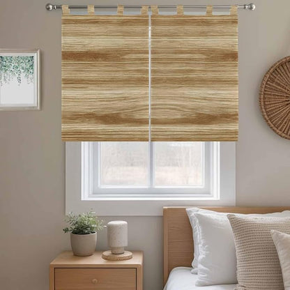 Light Brown Wood Grain Kitchen Curtains 45 Inch Length, Short Cafe Window - Image 9