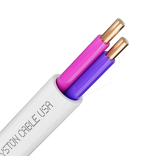 Syston Cable Technology 18/2 LED Lighting Dimmer Dimming Luminaire Control Wire Cable,18 AWG 2 Conductors Solid Bare Copper Unshielded Plenum Rated CMP CL3P FT6, for Ballast Wiring and Connection