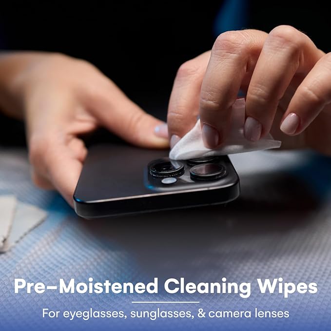 Care Touch Lens Wipes for Eyeglasses- 400 Count Individually Wrapped Pre- Moistened Wipes, 5 x 6 Inch- Camera Lens, Sunglasses and Glasses Cleaner,- Gentle and Portable for Cleaning of Optical Devices