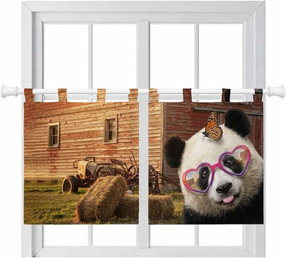 Farm Panda Kitchen Curtains 36 Inch Length, Small Window Curtains Tab Top by Unknown