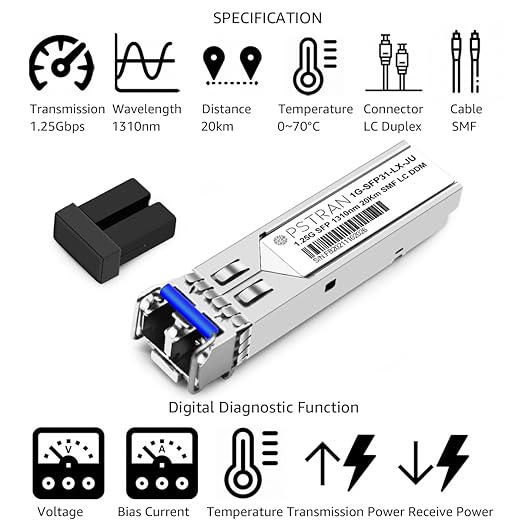 OPSTRAN 1000BASE-LX/LH SFP Optical Transceiver Module Compatible with Juniper QFX-SFP-1GE-LX EX-SFP-1GE-LX SRX-SFP-1GE-LX 1310nm 20km DDM Duplex LC SMF