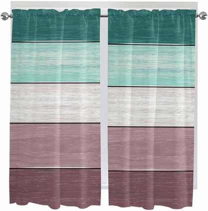 Retro Farm Woodcuts Texture Window Valance Curtains, 2 Panel - Image 9