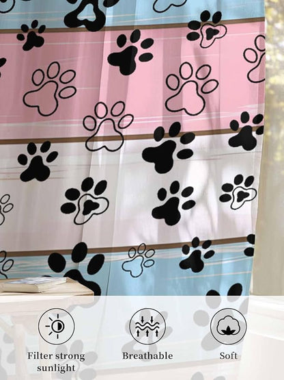 Sheer Curtains 84 Inches Long, Vintage Farmhouse Wooden Grain Privacy Voile - Image 6