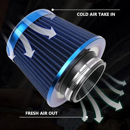 Cold Air Intake Filter, High Performance, Washable Filter, Clamp-On Replacement - Image 6