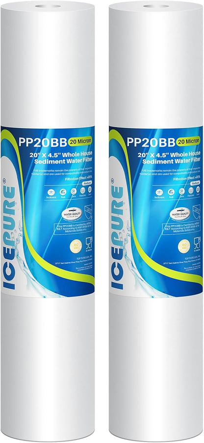 ICEPURE 20 Micron 20" x 4.5" Whole House Sediment Home Water Filter Replacement by ICEPURE