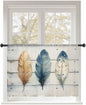 Sheer Curtains 54 Inch Length, Boho Blue Feathers Semi Sheer Curtains Light by Unknown