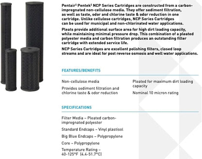 Pentair Pentek NCP-20 Carbon Water Filter, Whole House Non-Cellulose Carbon - Image 3