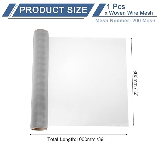 uxcell 200 Mesh 39" x 12" Woven Wire Mesh, 304 Stainless Steel Air Vent Filter - Image 2