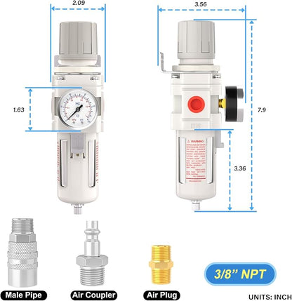 3/8" NPT Air Drying System, 5 Micron Air Line Filter - Image 2