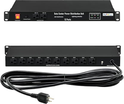1U PDU Network Servers Surge Protector Power Distribution Unit 12-Outlet by ThePoEstore