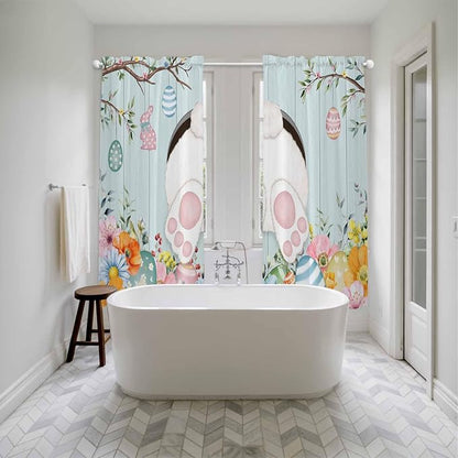 Easter Bunny Window Curtains 72 Inch Long 2 Panel Set, Rod Pocket Long Curtains - Image 5
