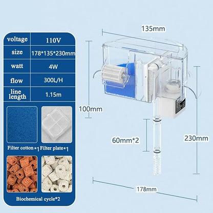 HIERYAN Circular Fish Tank Filter, Aquarium Hang on Filter, Small Fish Tank - Image 2