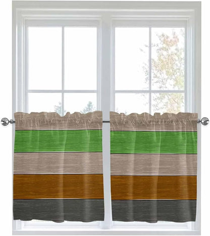Farm Gray Green Brown Wood Grain Window Valance Curtains, Rustic Wooden Plank - Image 6