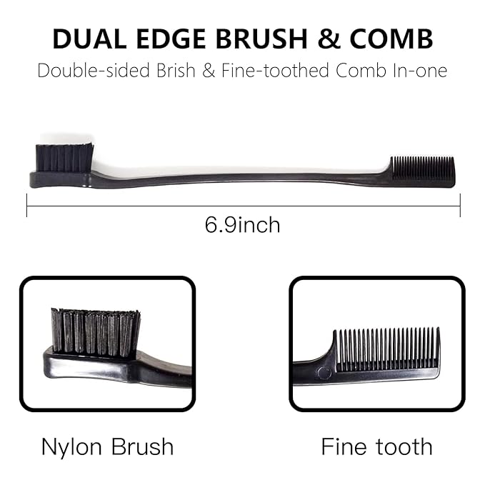 Goiple Edge Control Wax for Women - Strong Hold, Non-greasy Smoother, Strawberry Scent (4oz + Edge Scarf + Hair Bonnet + 2 Edge Brushes)