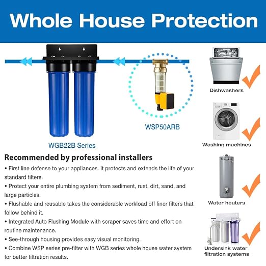 iSpring WGB22B 2-Stage Whole House Water Filtration System, 20” x 4.5” Sediment - Image 8