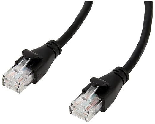 Amazon Basics RJ45 Cat 6 Ethernet Patch Cable, 1Gpbs Transfer Speed, Gold-Plated Connectors, 10 Foot - Pack of 5, Black