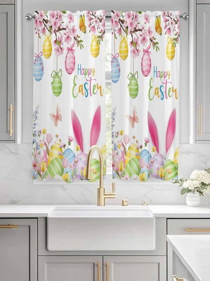 Happy Easter Living Room Curtains 72 Inches length, Spring Watercolor Bunny - Image 3