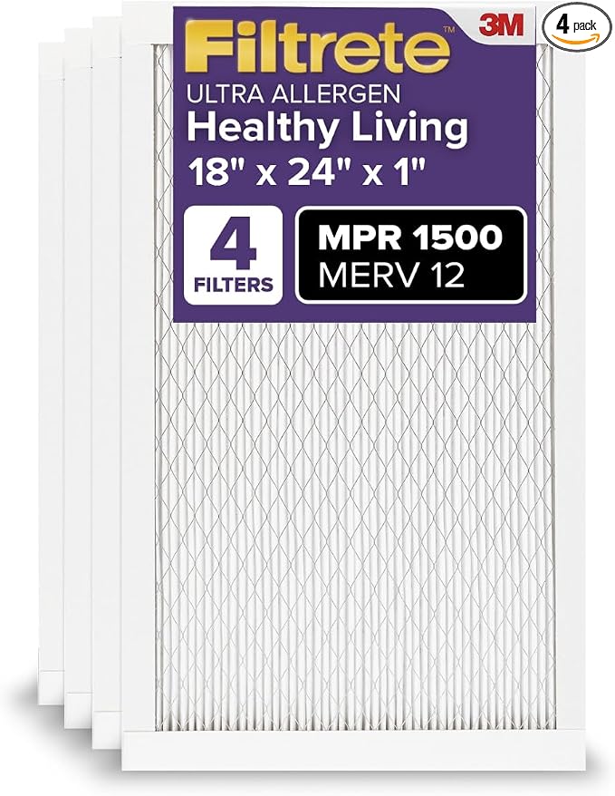 Filtrete 18x24x1 AC Furnace Air Filter, MERV 12, MPR 1500, CERTIFIED asthma & by Filtrete