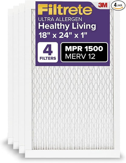 Filtrete 18x24x1 AC Furnace Air Filter, MERV 12, MPR 1500, CERTIFIED asthma & by Filtrete