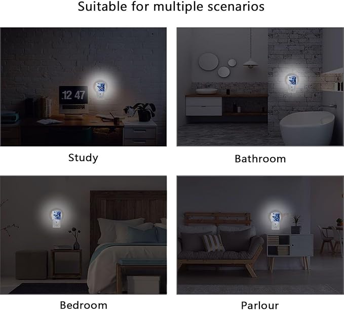 Pigsaly Led Night Light Flowers Blue Butterfly Night Light Plug in Wall Lamp Smart Dusk to Dawn Sensor Nightlight Led Lamp Energy Saving Lights Gift for Kids Room Bedroom Bathroom Hallway