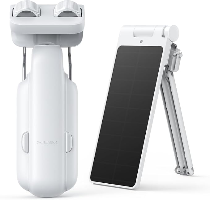 SwitchBot Smart Automatic Curtain Opener with Solar Panel - Bluetooth Remote Control with App/Timer, High-Performance Motor,Add SwitchBot Hub to Compatible with Alexa, Google Home, HomeKit