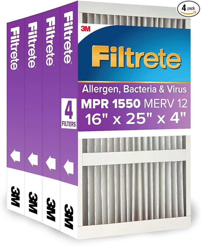 Filtrete 16x25x4, AC Furnace Air Filter, MPR 1550 DP, Healthy Living Ultra by Filtrete