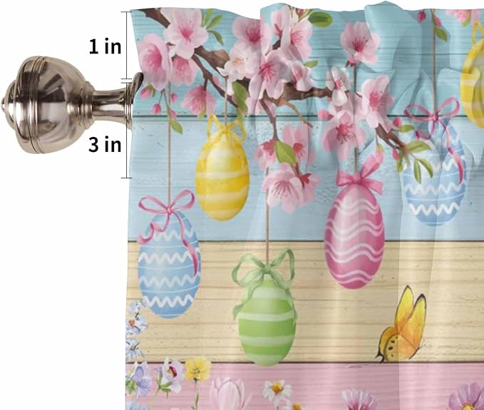 Colorful Easter Tier Curtains 45 Inches Long, Spring Watercolor Bunny Egg - Image 6