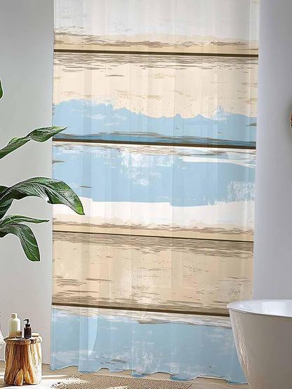 Sheer Curtains 96 Inches Long, Vintage Geometric Blue Semi Sheer Curtains Light - Image 4