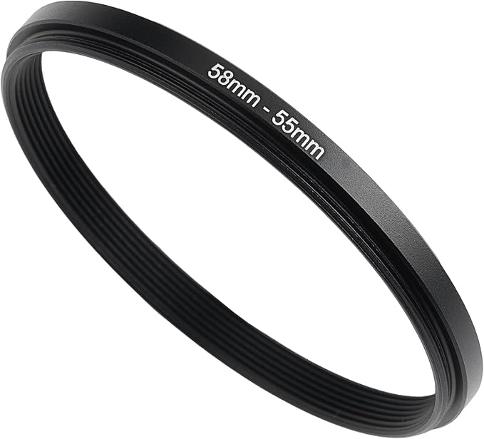 58mm to 55mm Step-Down Ring Filter Adapter, Metal Ring Step-Down Rings Adapter by BETUYESS