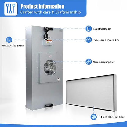 JJFFTAO，HEPA H14-Filter Laminar Flow Hood Updated FanFilter Unit（Include HEPA - Image 2