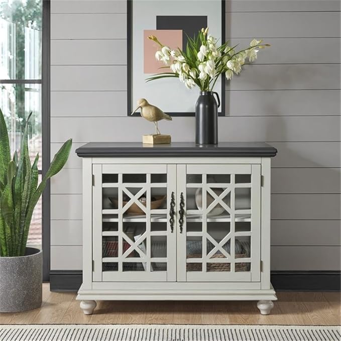 Martin Svensson Home Elegant Small Spaces TV Stand Blue with Coffee Walnut Top