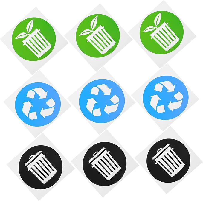 NUOBESTY 12pcs Adhesive Waste Sorting Stickers by NUOBESTY