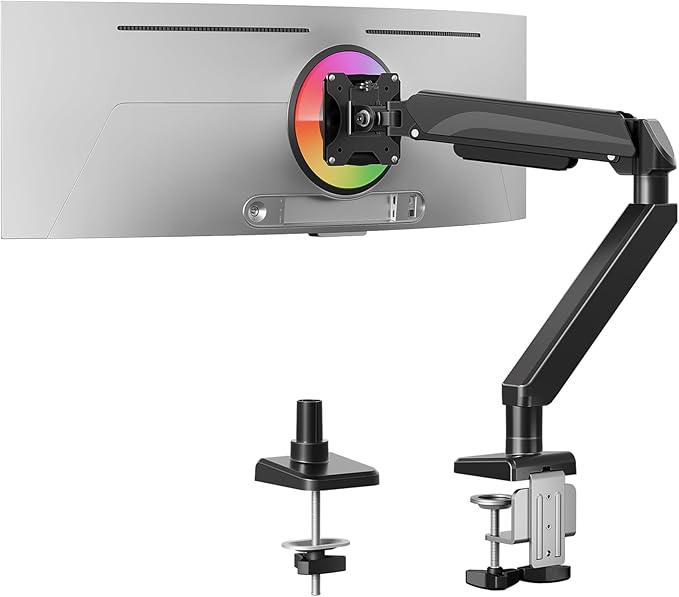 MOUNTUP Heavy Duty Single Monitor Arm for 42 40 39 34 32 27Inch Screens, Monitor Stand for Desk Supports 4.4-33 lbs, Height Adjustable Ultrawide Monitors Mount with C-Clamp & Grommet Base