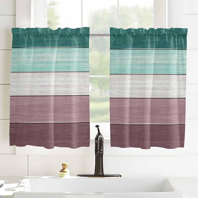 Retro Farm Woodcuts Texture Window Valance Curtains, 2 Panel - Image 2