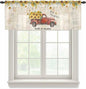Farmhouses Sunflowers Sheer Valance Curtains, Retro Floral Leaves Red Truck by Houseown