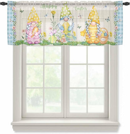 Easter Sheer Valances for Windows 54"x18", Light Filtering Kitchen Curtains by Unknown