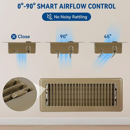 4" x 12" Floor Register Vent Covers 6-Pack, Walkable Powder-Coated Metal Vent - Image 5