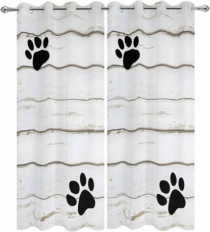 Wood Grain Outdoor Curtains for Patio Claws Animals Wooden White Waterproof - Image 9