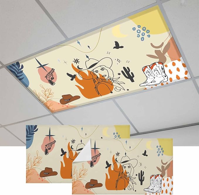 Fluorescent Light Covers for Ceiling Lights Boho Abstract Geometric Magnetic by Home+L6